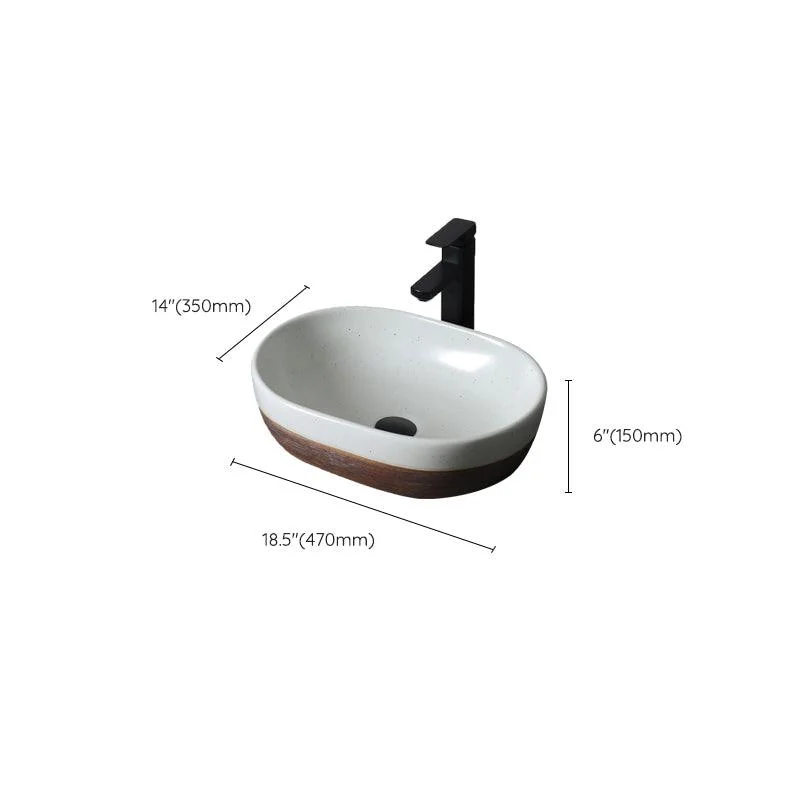 Traditional Bathroom Sink Porcelain Round Vessel with Pop-Up Drain -Bathlova