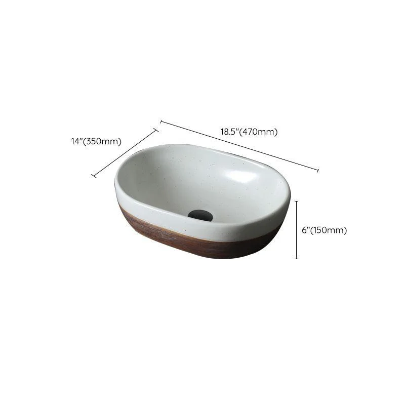 Traditional Bathroom Sink Porcelain Round Vessel with Pop-Up Drain -Bathlova