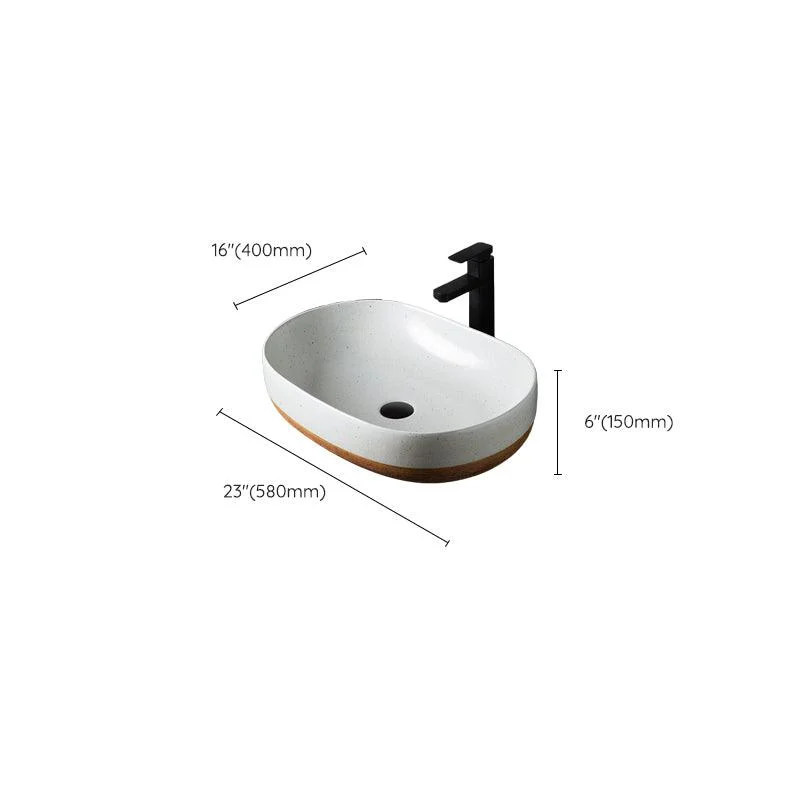 Traditional Bathroom Sink Porcelain Round Vessel with Pop-Up Drain -Bathlova