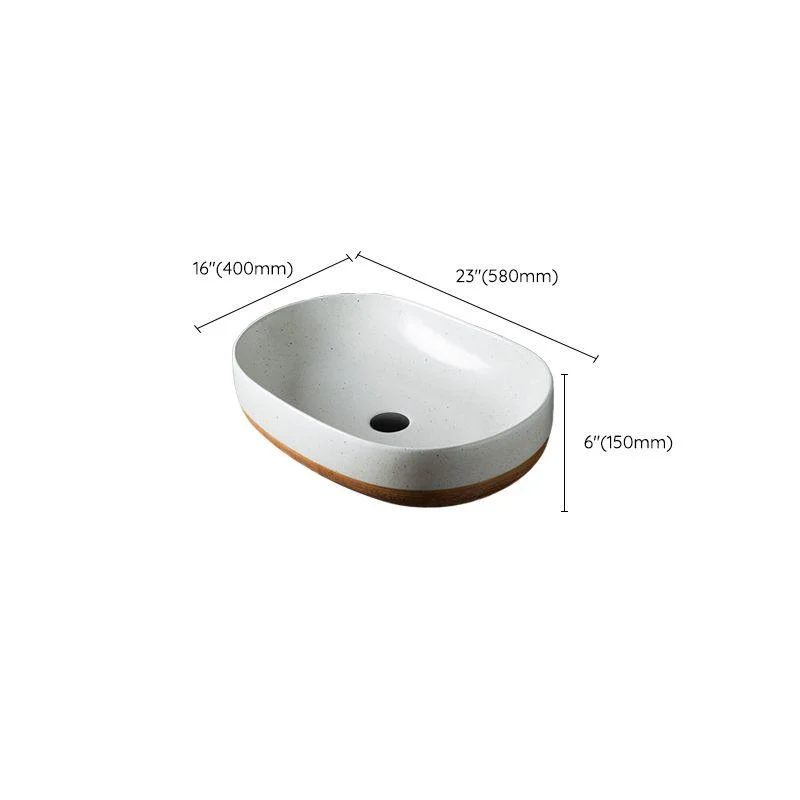 Traditional Bathroom Sink Porcelain Round Vessel with Pop-Up Drain -Bathlova