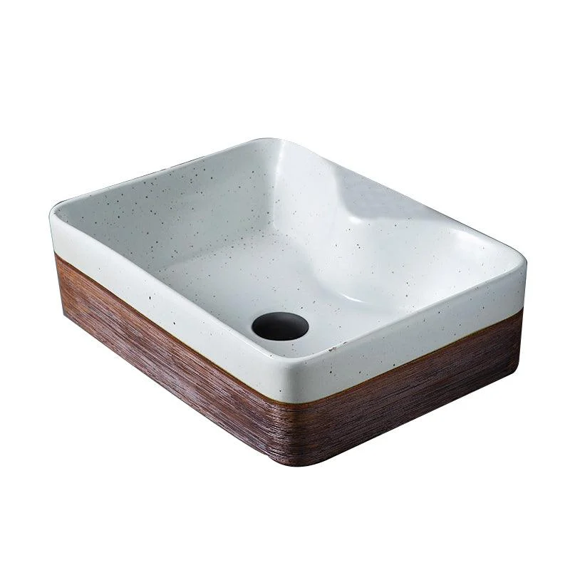 Traditional Bathroom Sink Porcelain Round Vessel with Pop-Up Drain -Bathlova