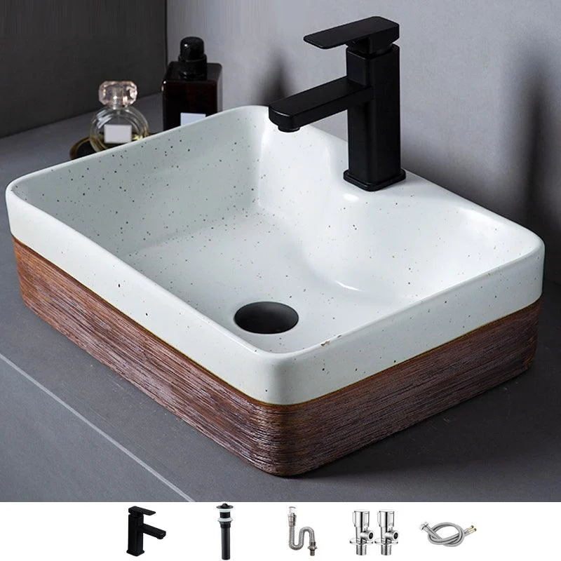 Traditional Bathroom Sink Porcelain Round Vessel with Pop-Up Drain -Bathlova