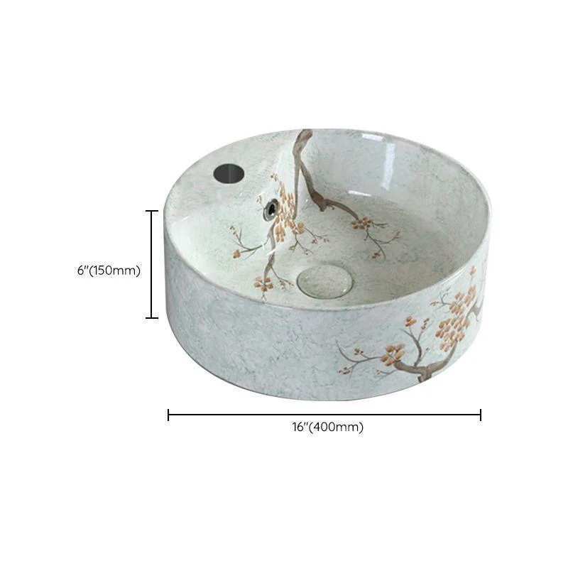 Traditional Bathroom Sink with Single Tap Hole Porcelain Round Vessel -Bathlova