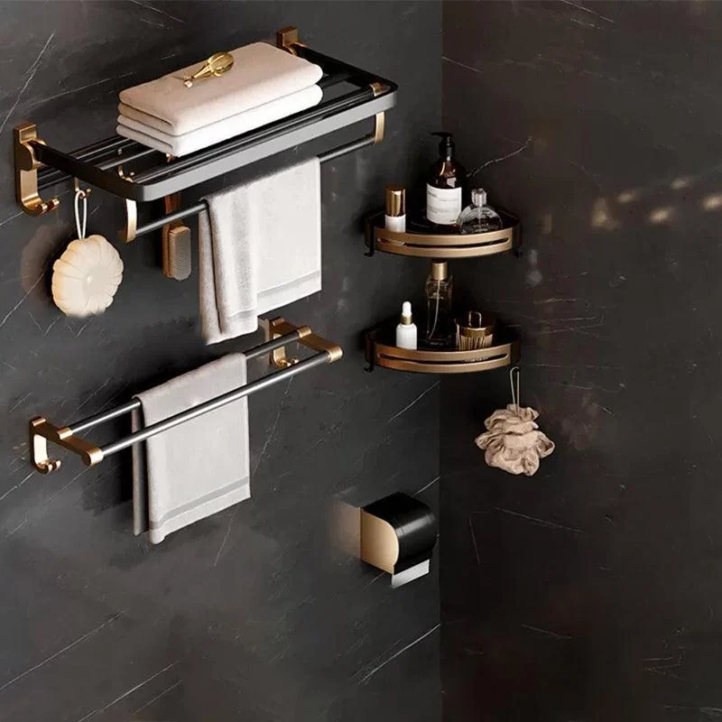 Traditional Black Aluminum Bath Hardware Set Bathroom Accessory Kit -Bathlova