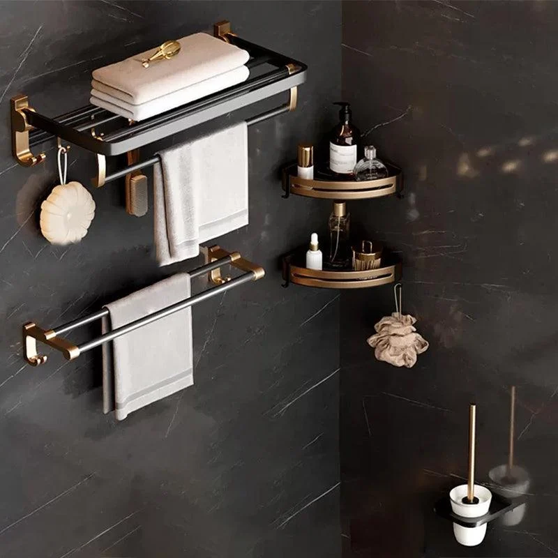 Traditional Black Aluminum Bath Hardware Set Bathroom Accessory Kit -Bathlova