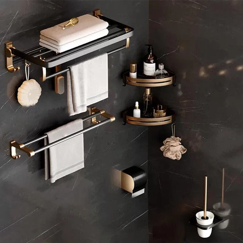 Traditional Black Aluminum Bath Hardware Set Bathroom Accessory Kit -Bathlova