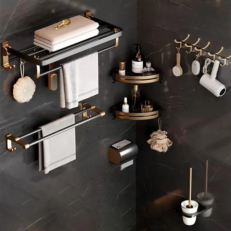 Traditional Black Aluminum Bath Hardware Set Bathroom Accessory Kit -Bathlova