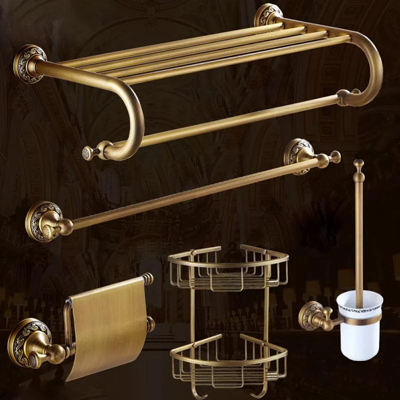 Traditional Brass Bathroom Accessory Set Brushed Bronze Bathroom Set -Bathlova