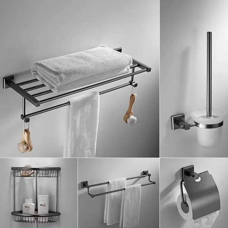 Traditional Brass Bathroom Accessory Set Grey Bath Accessory kit -Bathlova