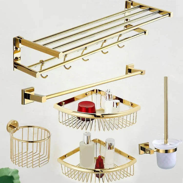 Traditional Brass Bathroom Accessory Set Polished Metal Bathroom Hardware -Bathlova