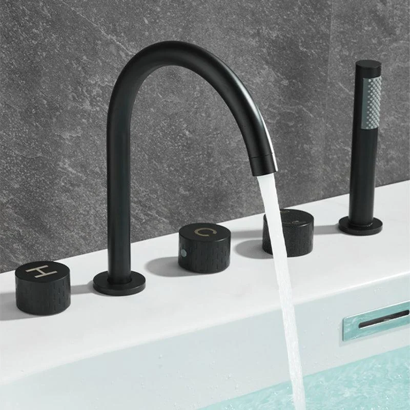 Traditional Deck Mounted Metal Tub Filler Three Handles Tap -Bathlova