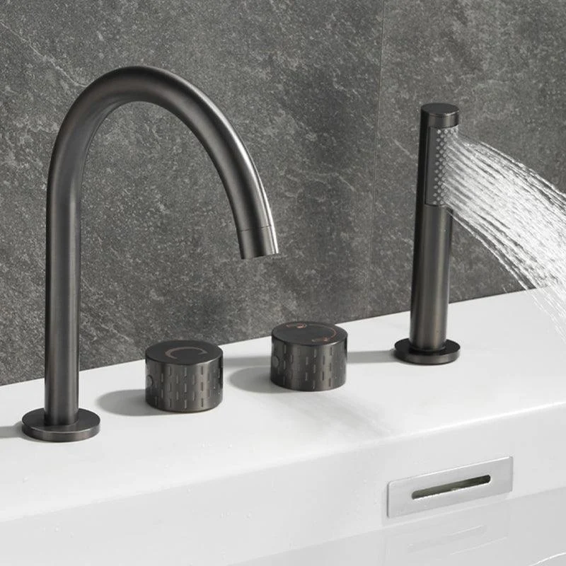 Traditional Deck Mounted Metal Tub Filler Three Handles Tap -Bathlova