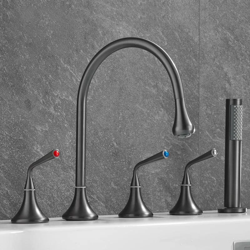 Traditional Deck Mounted Metal Tub Filler Three Handles Tap -Bathlova