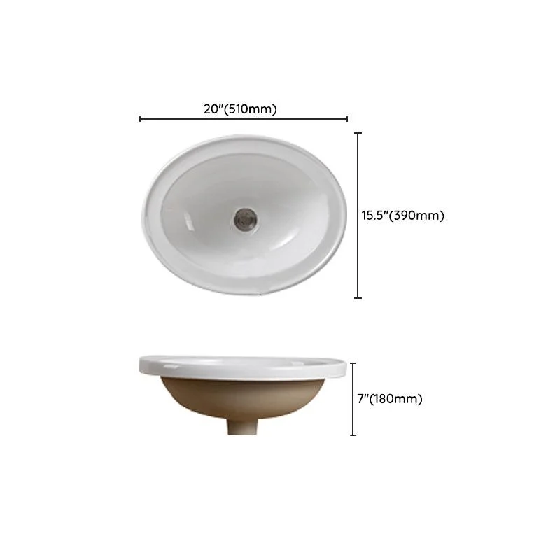 Traditional Drop-in Bathroom Sink Oval Porcelain with Overflow and Tap Basin -Bathlova