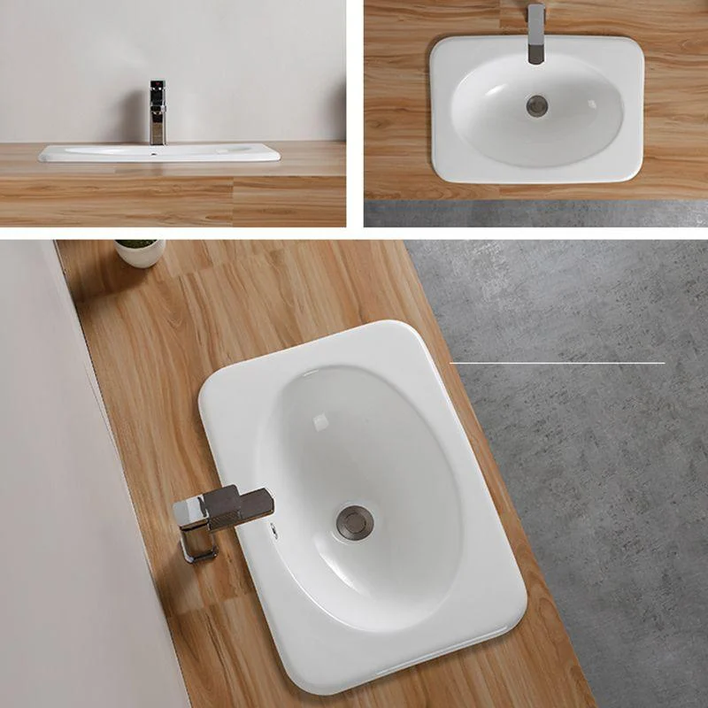 Traditional Drop-in Bathroom Sink Oval Porcelain with Overflow and Tap Basin -Bathlova