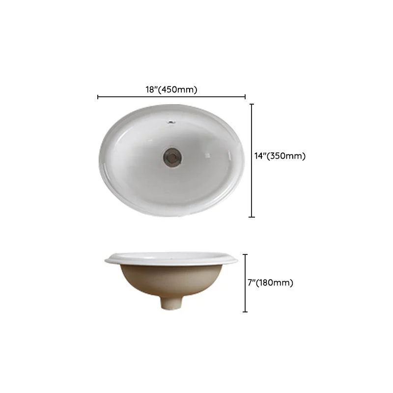 Traditional Drop-in Bathroom Sink Oval Porcelain with Overflow and Tap Basin -Bathlova