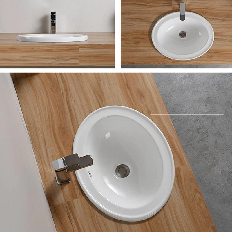 Traditional Drop-in Bathroom Sink Oval Porcelain with Overflow and Tap Basin -Bathlova