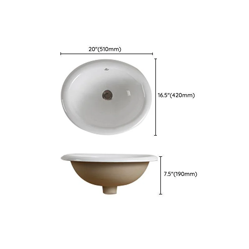 Traditional Drop-in Bathroom Sink Oval Porcelain with Overflow and Tap Basin -Bathlova