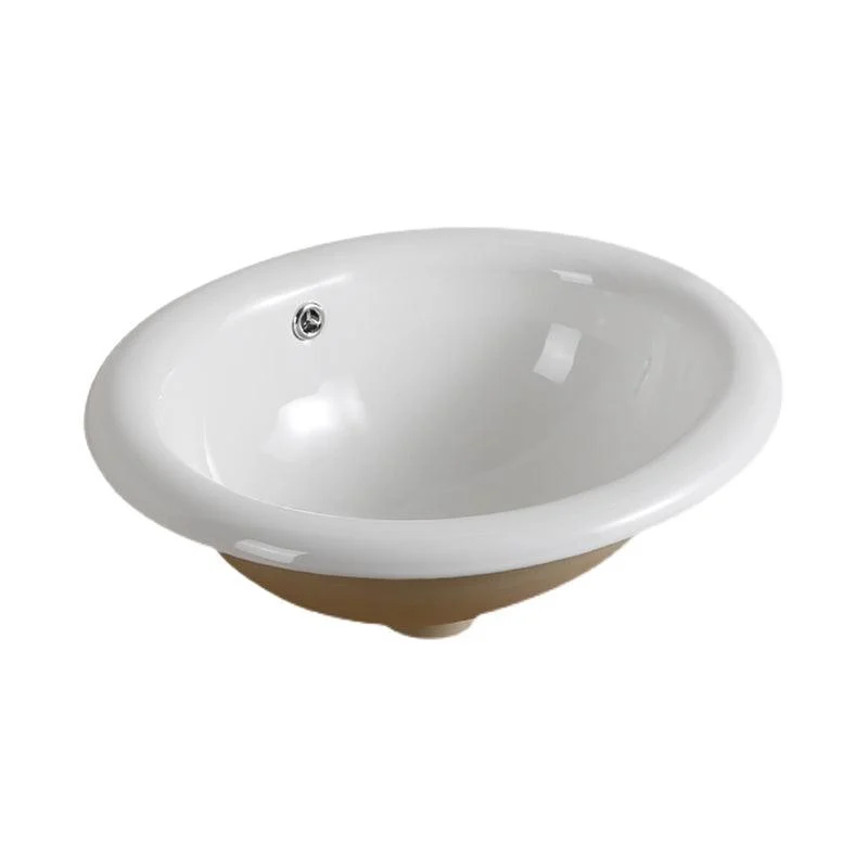 Traditional Drop-in Bathroom Sink Oval Porcelain with Overflow and Tap Basin -Bathlova