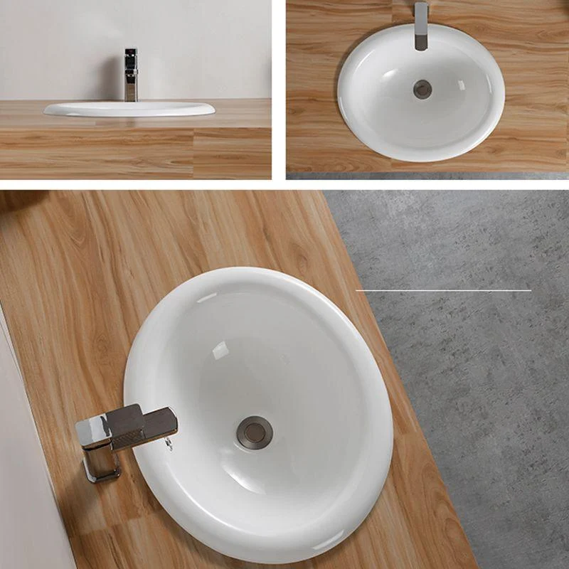 Traditional Drop-in Bathroom Sink Oval Porcelain with Overflow and Tap Basin -Bathlova