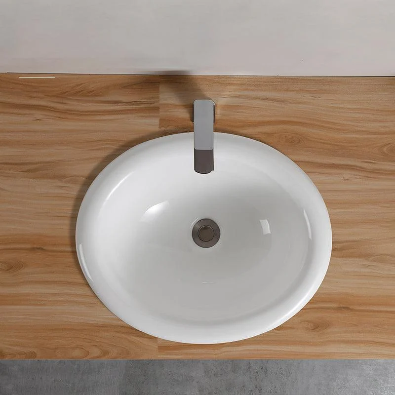 Traditional Drop-in Bathroom Sink Oval Porcelain with Overflow and Tap Basin -Bathlova