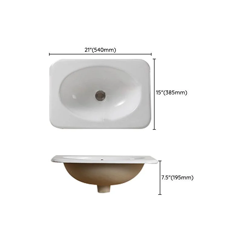 Traditional Drop-in Bathroom Sink Oval Porcelain with Overflow and Tap Basin -Bathlova