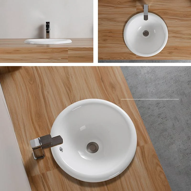 Traditional Drop-in Bathroom Sink Oval Porcelain with Overflow and Tap Basin -Bathlova