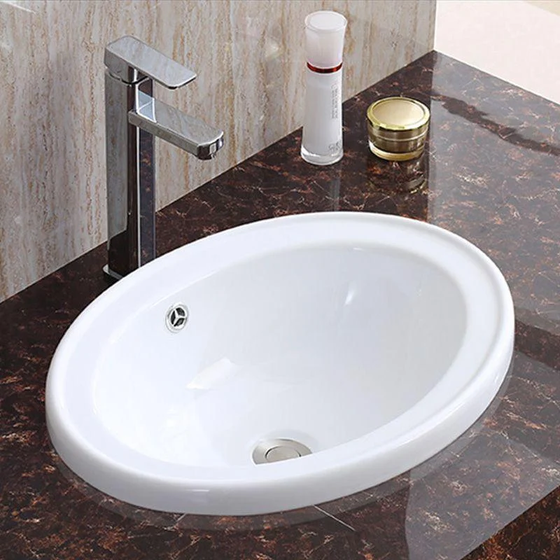 Traditional Drop-in Bathroom Sink Oval Porcelain with Tap Basin Sink -Bathlova