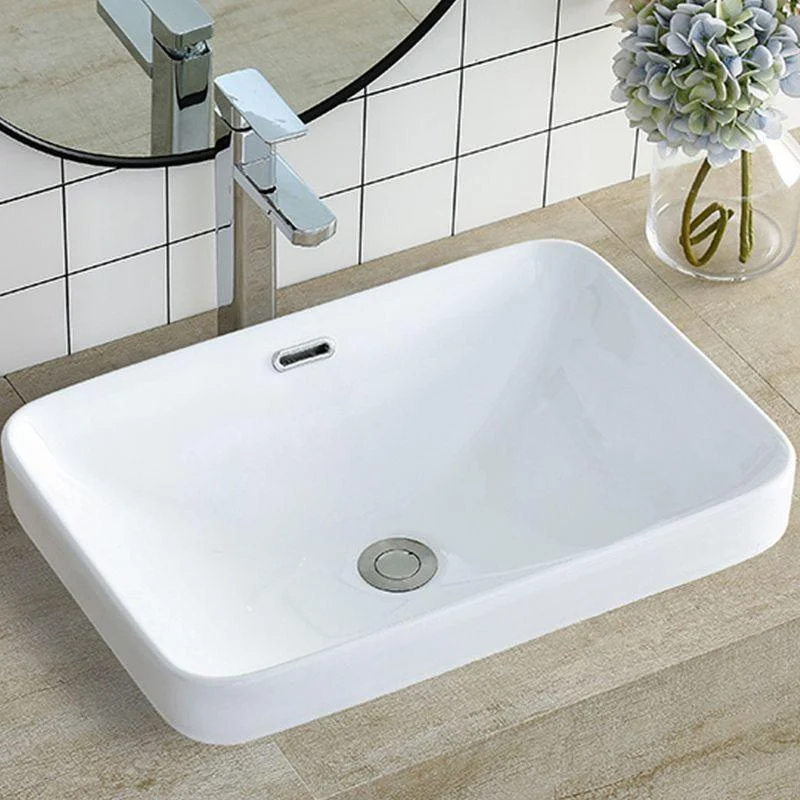 Traditional Drop-in Bathroom Sink Oval Porcelain with Tap Basin Sink -Bathlova