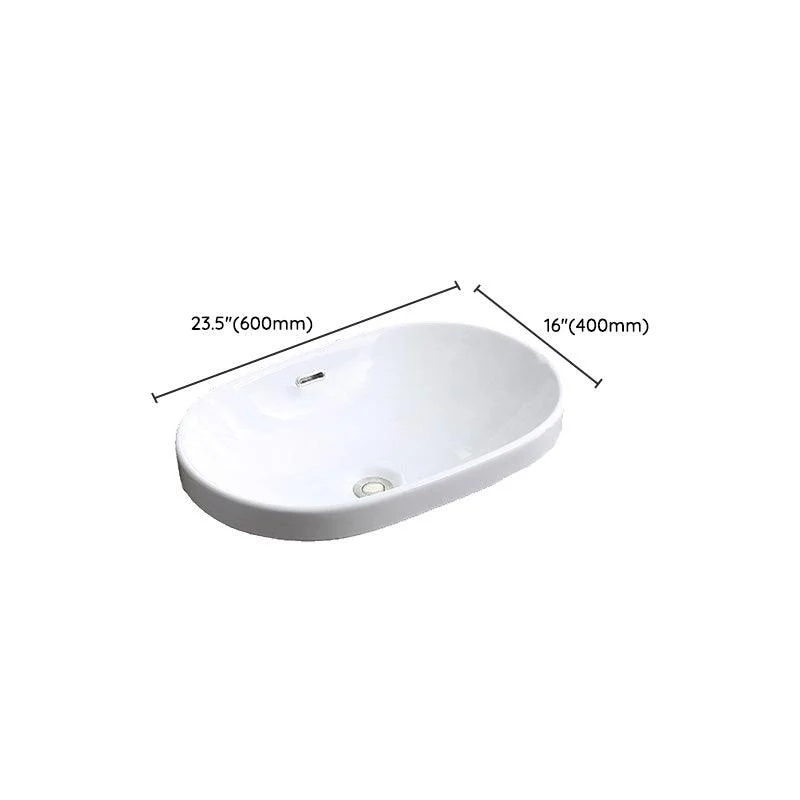 Traditional Drop-in Bathroom Sink Oval Porcelain with Tap Basin Sink -Bathlova