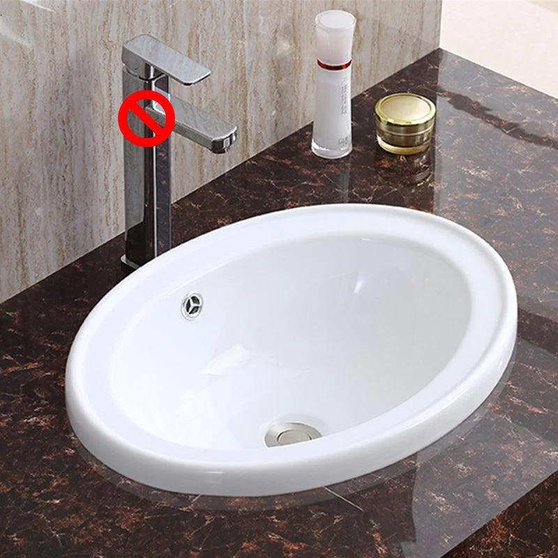 Traditional Drop-in Bathroom Sink Oval Porcelain with Tap Basin Sink -Bathlova