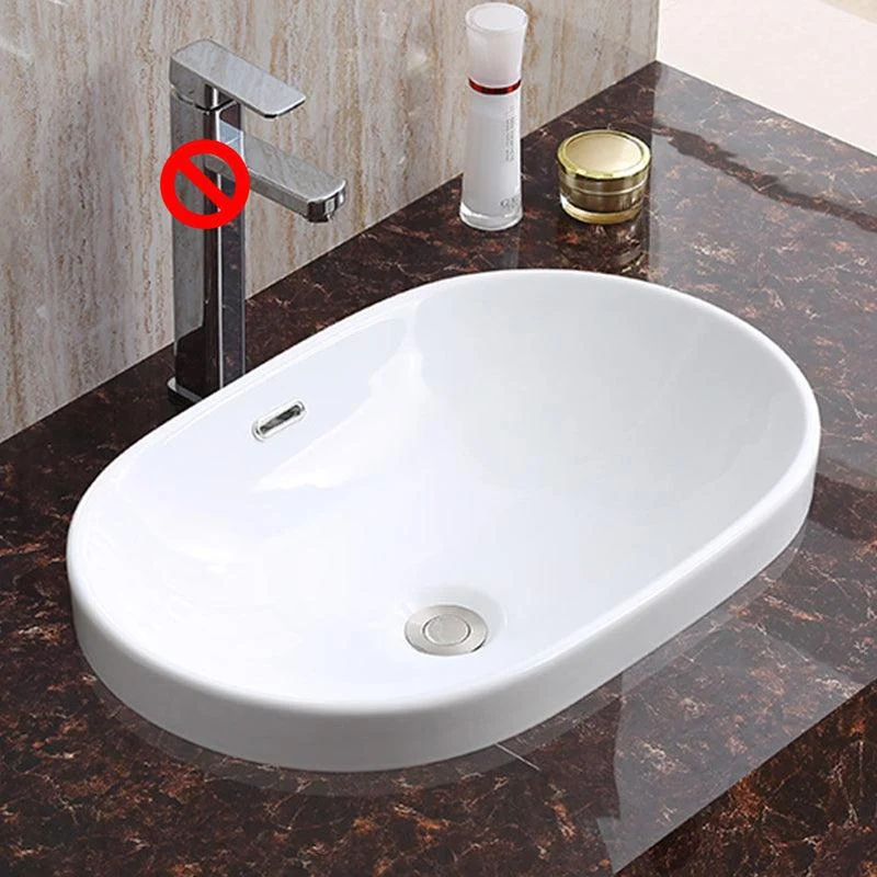 Traditional Drop-in Bathroom Sink Oval Porcelain with Tap Basin Sink -Bathlova