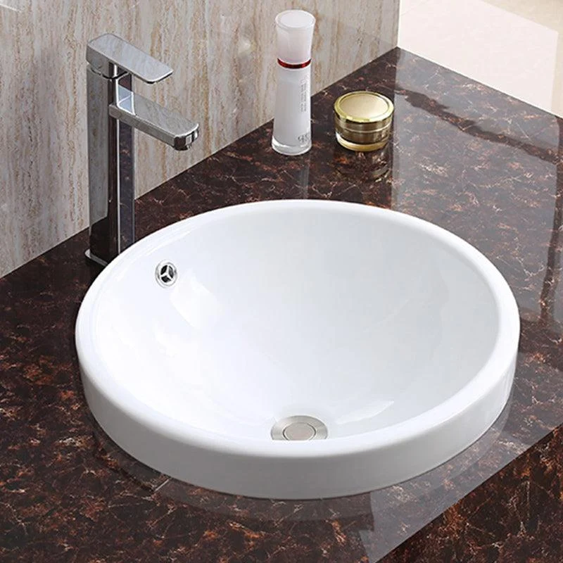 Traditional Drop-in Bathroom Sink Oval Porcelain with Tap Basin Sink -Bathlova