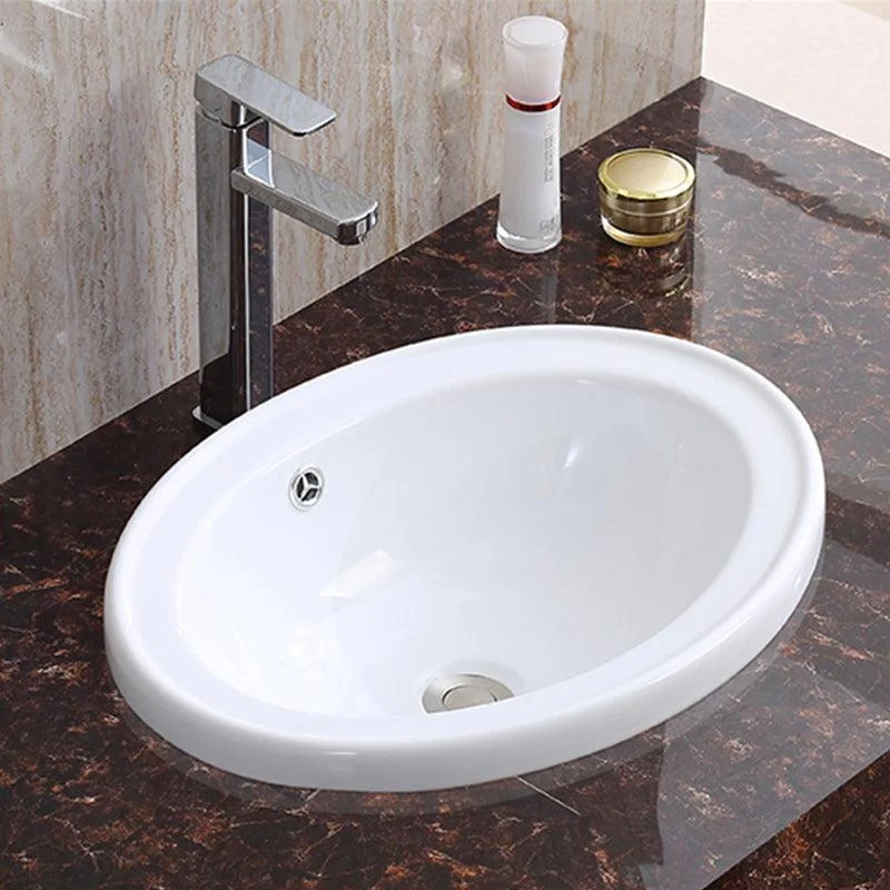 Traditional Drop-in Bathroom Sink Oval Porcelain with Tap Basin Sink -Bathlova