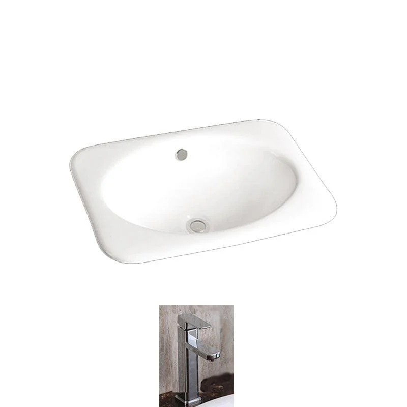 Traditional Drop-in Bathroom Sink Oval Porcelain with Tap Basin Sink -Bathlova