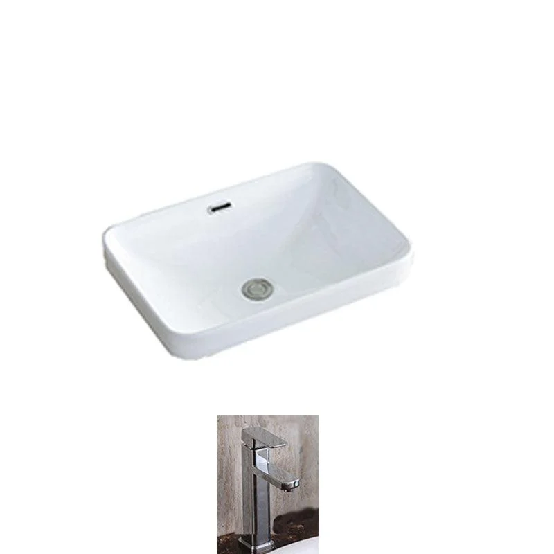 Traditional Drop-in Bathroom Sink Oval Porcelain with Tap Basin Sink -Bathlova