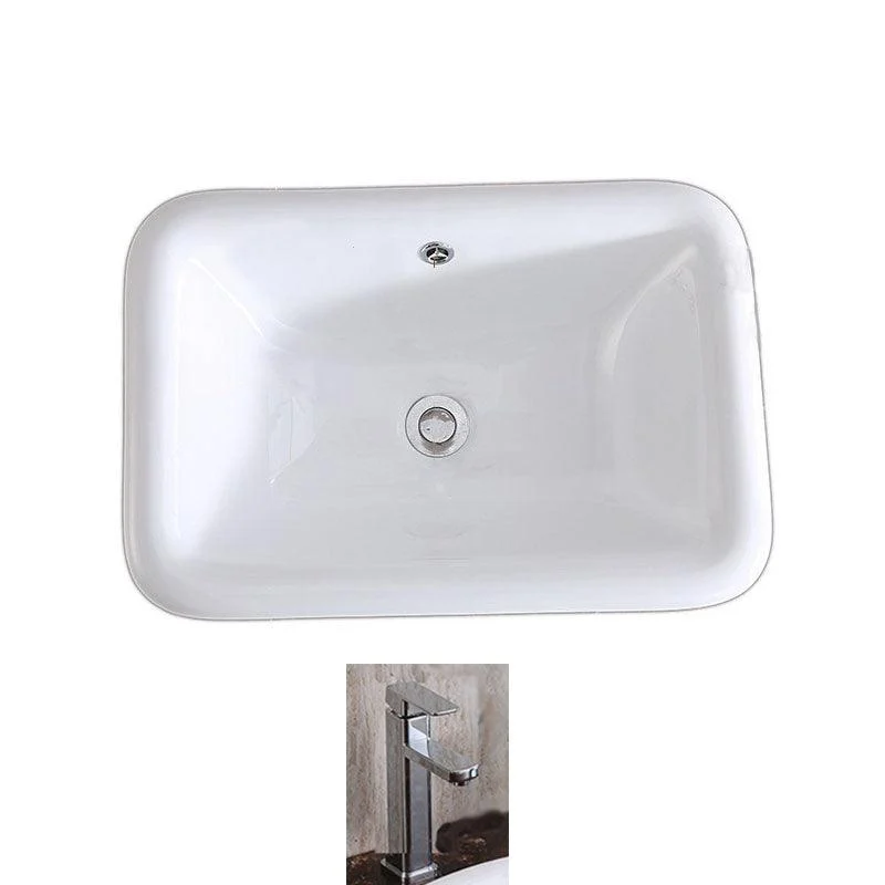 Traditional Drop-in Bathroom Sink Oval Porcelain with Tap Basin Sink -Bathlova