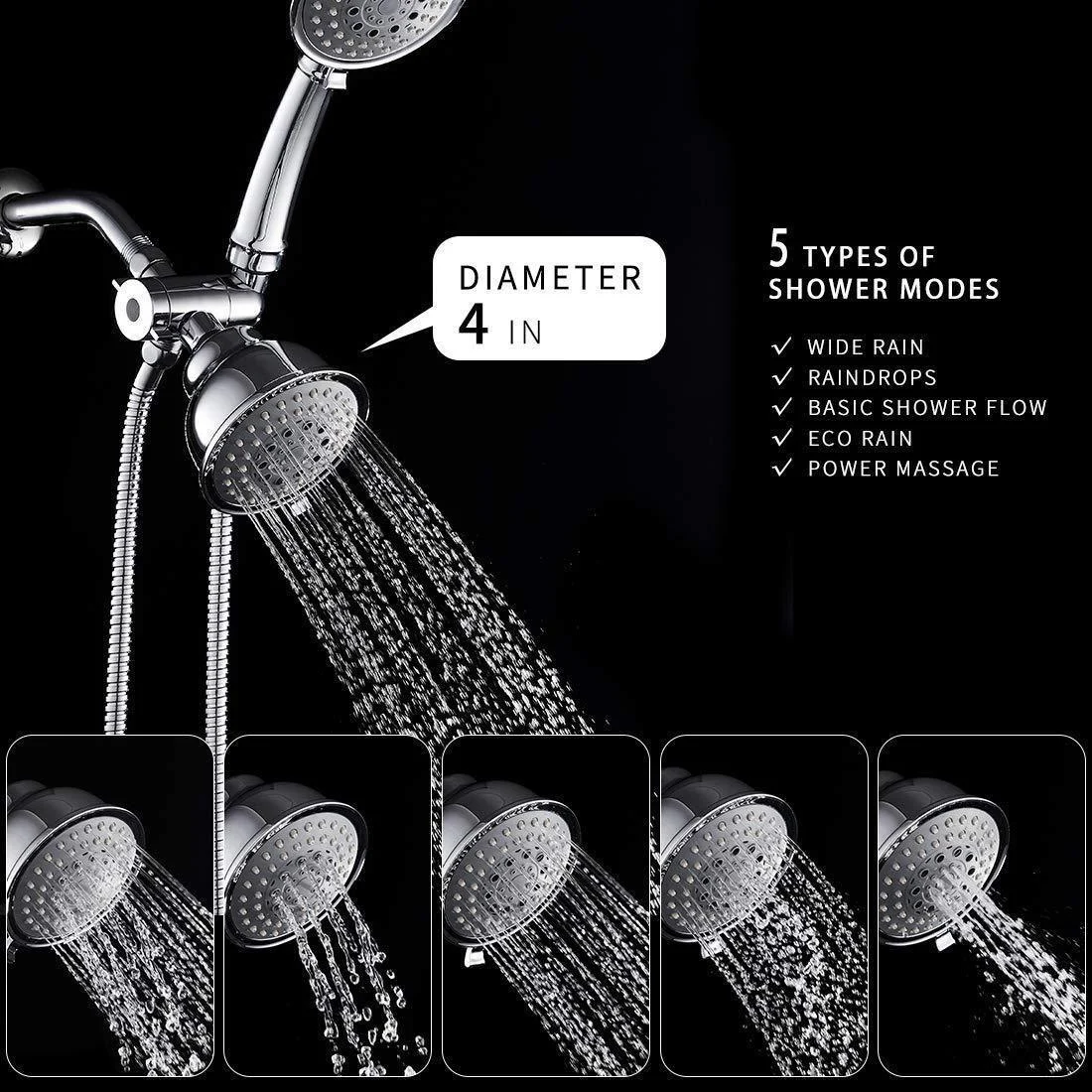 Traditional Dual Shower Heads Home Metal Round Shape Dual Shower -Bathlova