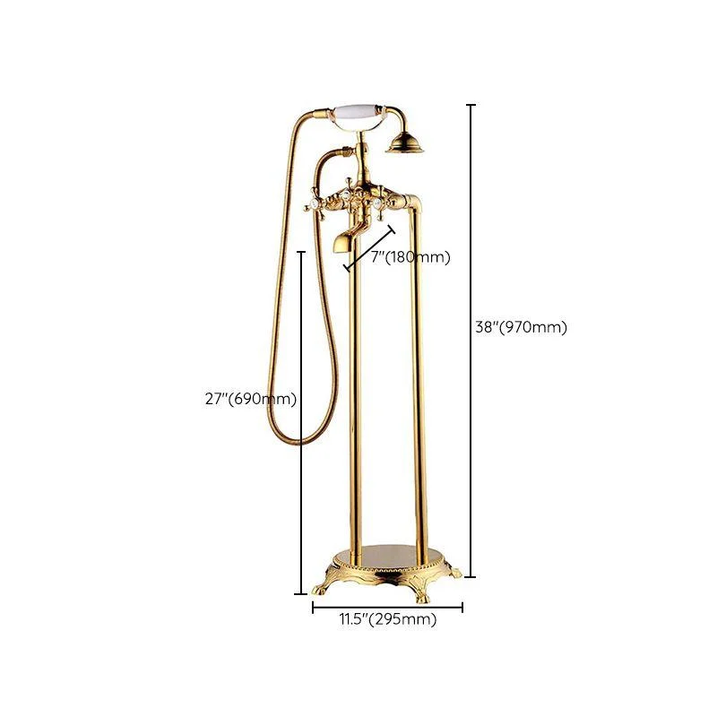 Traditional Floor Mounted Copper Freestanding Tub Filler Spray Gun Tub Filler Trim -Bathlova