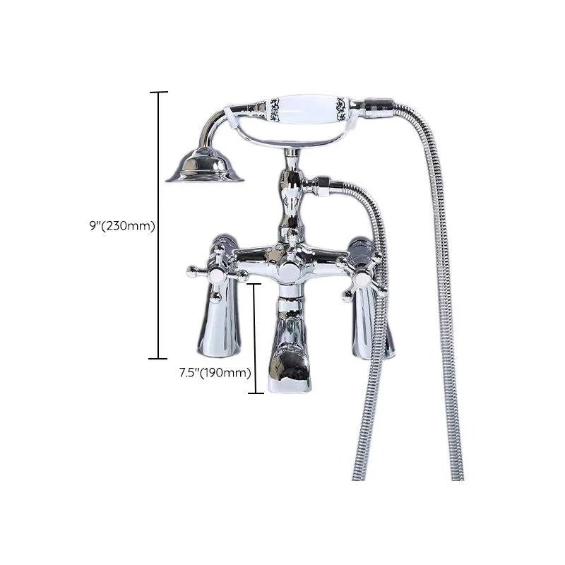 Traditional Floor Mounted Copper Freestanding Tub Filler Spray Gun Tub Filler Trim -Bathlova