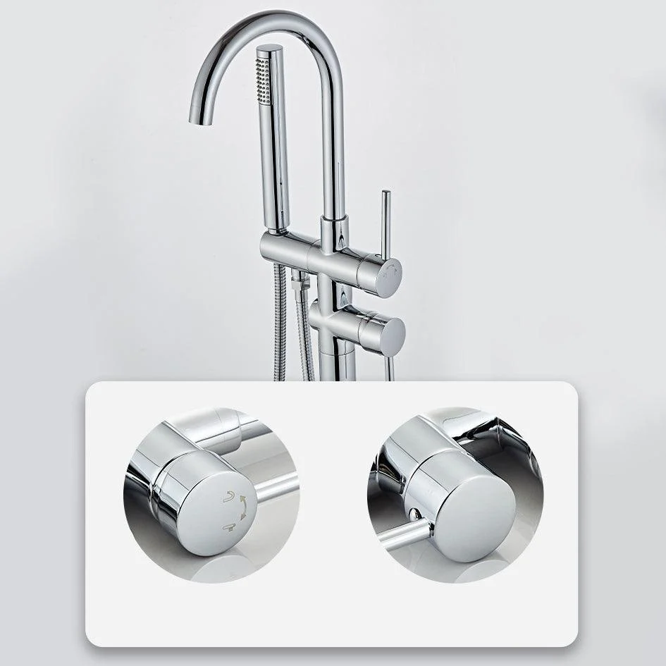 Traditional Floor Mounted Freestanding Tub Filler Double Handles Bathtub Tap -Bathlova