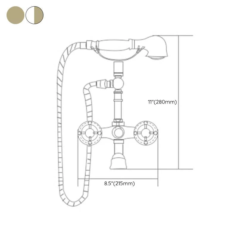 Traditional Floor Mounted Metal Freestanding Tub Filler Double Handles Bathtub Tap -Bathlova