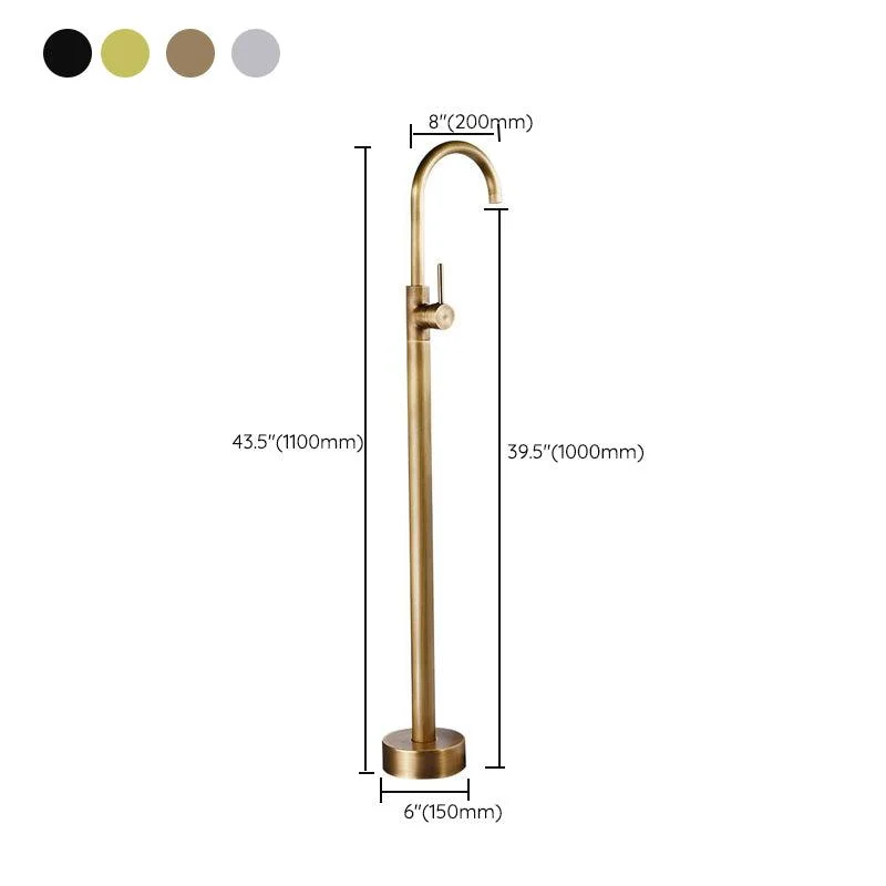 Traditional Floor Mounted Metal Freestanding Tub Filler High Arc Freestanding Tap -Bathlova