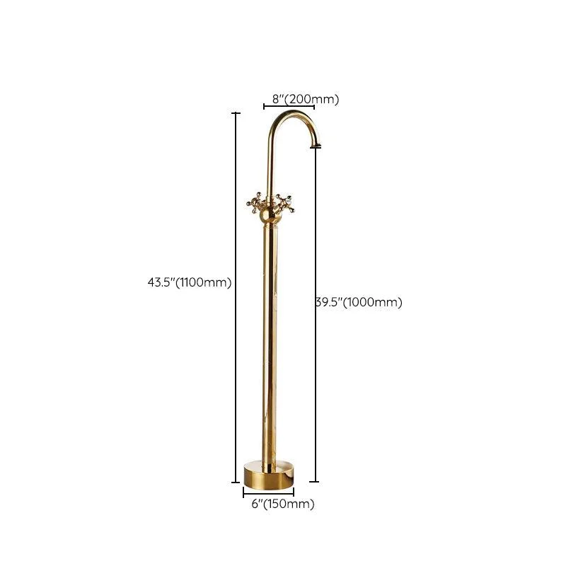 Traditional Floor Mounted Metal Freestanding Tub Filler High Arc Freestanding Tap -Bathlova