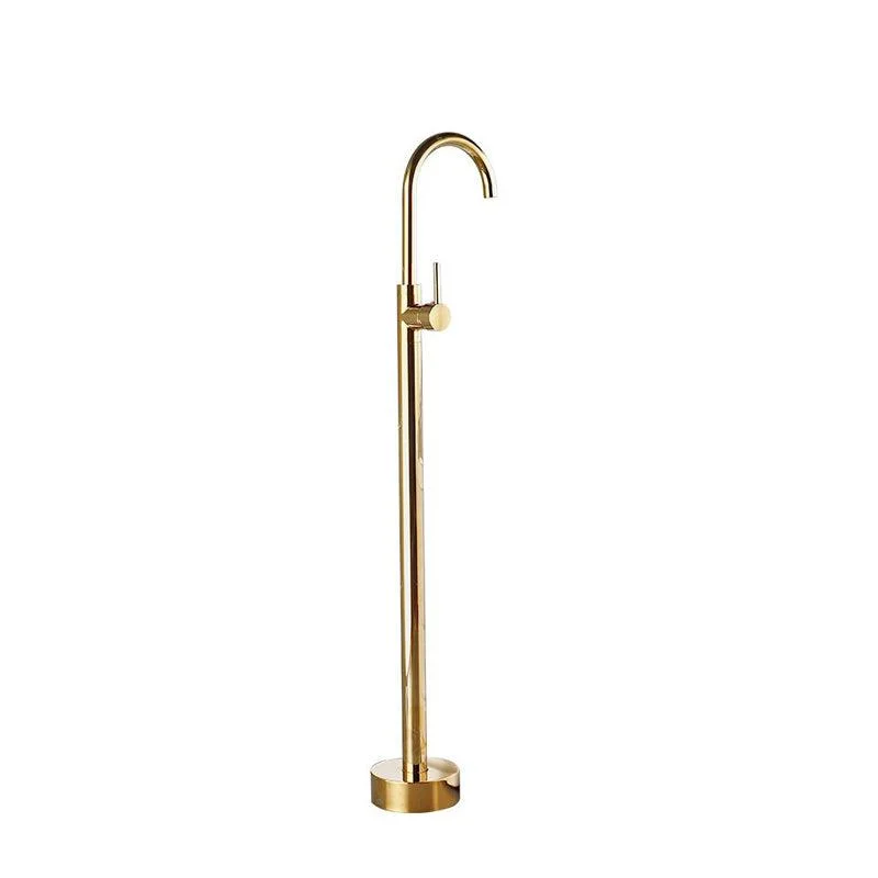 Traditional Floor Mounted Metal Freestanding Tub Filler High Arc Freestanding Tap -Bathlova