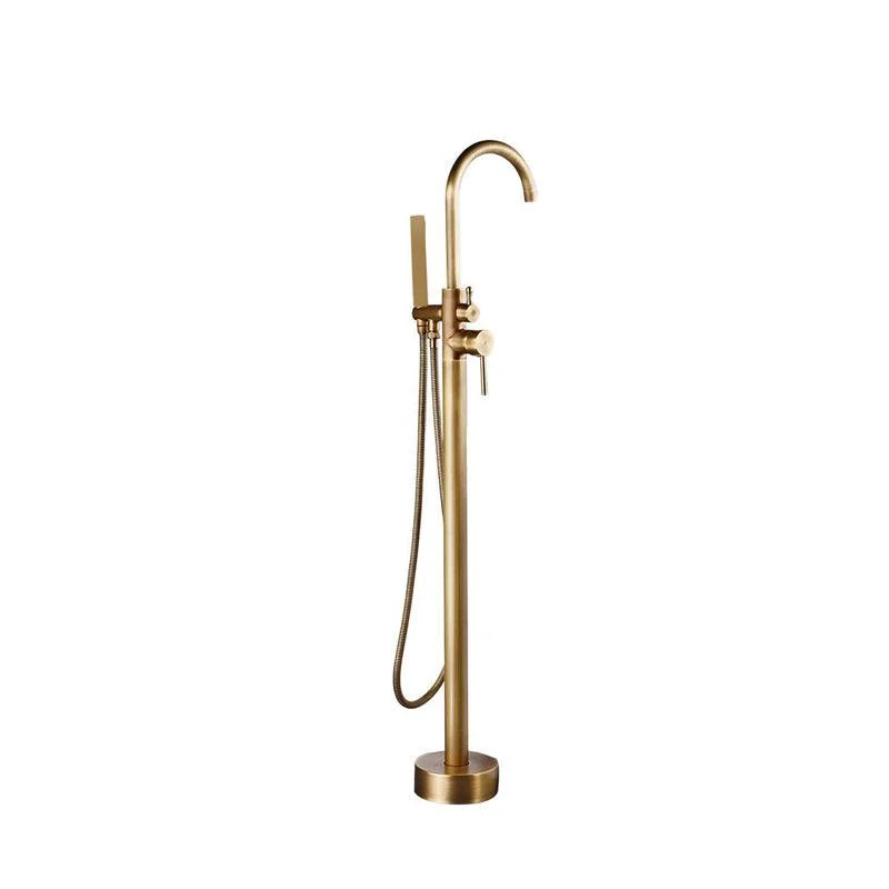 Traditional Floor Mounted Metal Freestanding Tub Filler High Arc Freestanding Tap -Bathlova