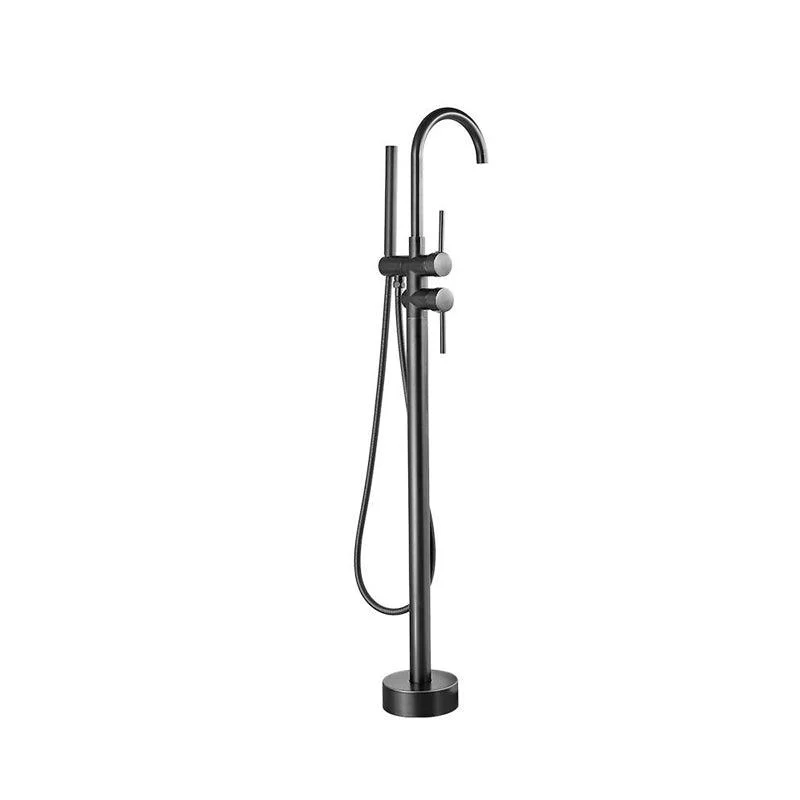 Traditional Floor Mounted Metal Freestanding Tub Filler High Arc Freestanding Tap -Bathlova