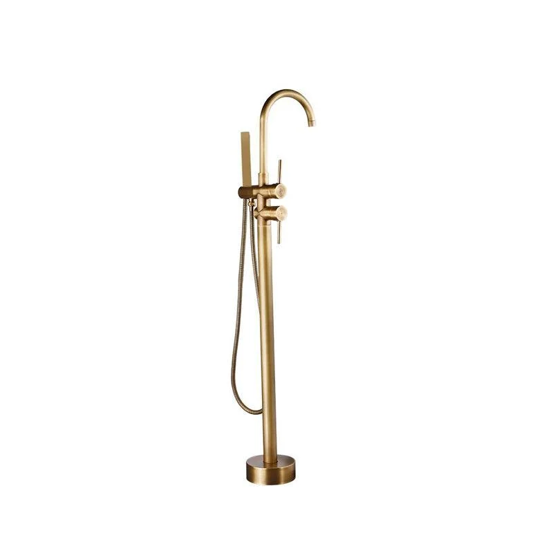 Traditional Floor Mounted Metal Freestanding Tub Filler High Arc Freestanding Tap -Bathlova