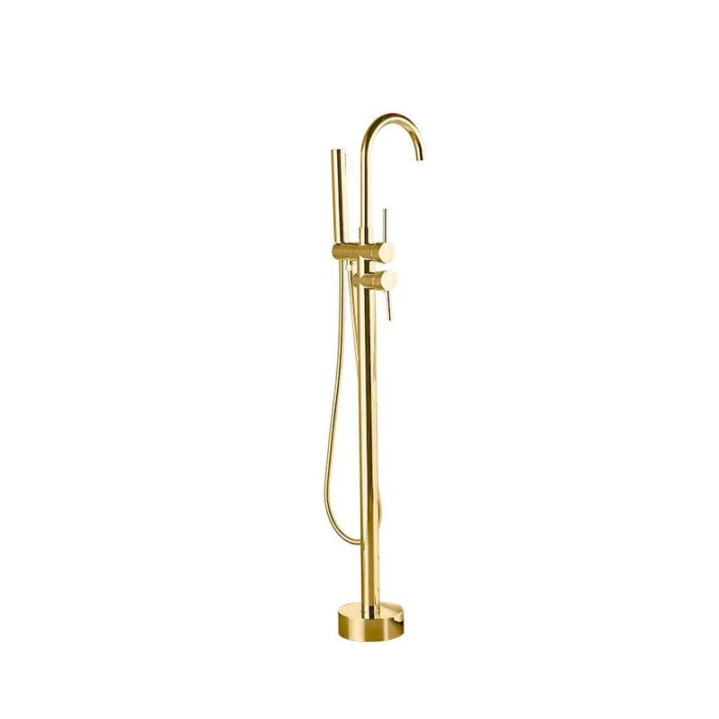 Traditional Floor Mounted Metal Freestanding Tub Filler High Arc Freestanding Tap -Bathlova