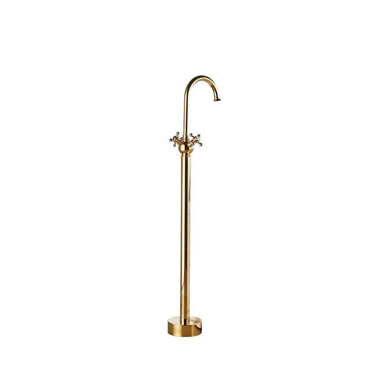 Traditional Floor Mounted Metal Freestanding Tub Filler High Arc Freestanding Tap -Bathlova